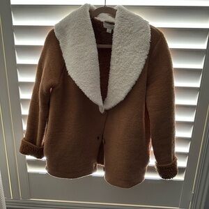 Barefoot Dreams Cozy Brown and Cream Jacket